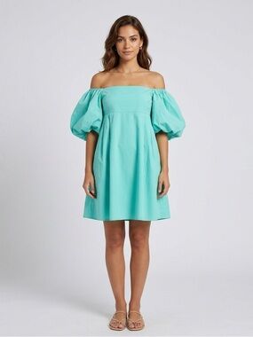 OPT NWT Mint Green Puff Sleeve Mini Dress M Cottagecore One Pretty Time